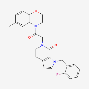 molecular formula C25H22FN3O3 B2379355 1-(2-fluorobenzyl)-6-(2-(6-methyl-2H-benzo[b][1,4]oxazin-4(3H)-yl)-2-oxoethyl)-1H-pyrrolo[2,3-c]pyridin-7(6H)-one CAS No. 1286711-65-6
