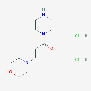 molecular formula C11H23Cl2N3O2 B2379363 3-(吗啉-4-基)-1-(哌嗪-1-基)丙酮二盐酸盐 CAS No. 1266690-50-9