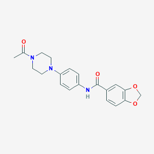molecular formula C20H21N3O4 B237937 N-[4-(4-acetylpiperazin-1-yl)phenyl]-1,3-benzodioxole-5-carboxamide 