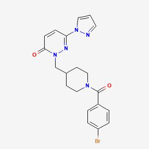 molecular formula C20H20BrN5O2 B2379371 2-[[1-(4-Bromobenzoyl)piperidin-4-yl]methyl]-6-pyrazol-1-ylpyridazin-3-one CAS No. 2380033-51-0