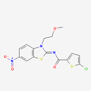molecular formula C15H12ClN3O4S2 B2379375 (Z)-5-氯-N-(3-(2-甲氧基乙基)-6-硝基苯并[d]噻唑-2(3H)-亚甲基)噻吩-2-甲酰胺 CAS No. 864976-70-5