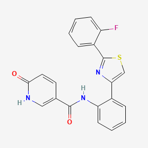 molecular formula C21H14FN3O2S B2379377 N-(2-(2-(2-氟苯基)噻唑-4-基)苯基)-6-羟基烟酰胺 CAS No. 1706299-12-8