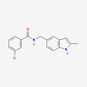 molecular formula C17H15BrN2O B2379378 3-溴-N-[(2-甲基-1H-吲哚-5-基)甲基]苯甲酰胺 CAS No. 852136-43-7