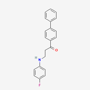 molecular formula C21H18FNO B2379385 1-[1,1'-Biphenyl]-4-yl-3-(4-fluoroanilino)-1-propanone CAS No. 279672-36-5