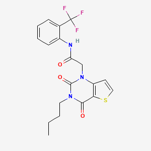 molecular formula C19H18F3N3O3S B2379386 2-(3-butyl-2,4-dioxo-3,4-dihydrothieno[3,2-d]pyrimidin-1(2H)-yl)-N-(2-(trifluoromethyl)phenyl)acetamide CAS No. 1252905-56-8