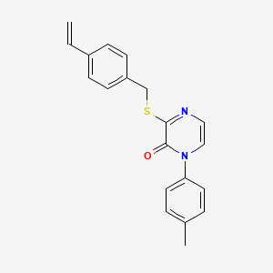molecular formula C20H18N2OS B2379390 1-(p-tolyl)-3-((4-vinylbenzyl)thio)pyrazin-2(1H)-one CAS No. 946330-28-5
