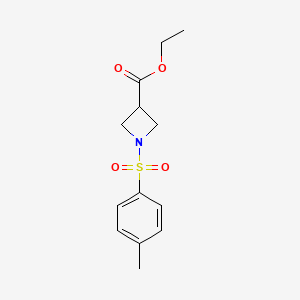 molecular formula C13H17NO4S B2379392 Ethyl 1-[(4-methylphenyl)sulfonyl]-3-azetanecarboxylate CAS No. 866152-78-5