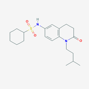 molecular formula C20H30N2O3S B2379393 N-(1-isopentyl-2-oxo-1,2,3,4-tetrahydroquinolin-6-yl)cyclohexanesulfonamide CAS No. 941955-91-5