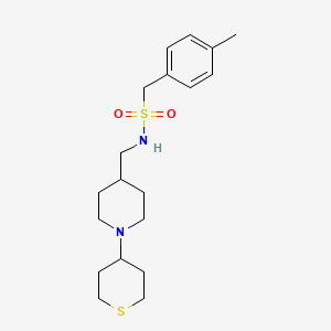 molecular formula C19H30N2O2S2 B2379399 N-((1-(四氢-2H-硫代吡喃-4-基)哌啶-4-基)甲基)-1-(对甲苯基)甲磺酰胺 CAS No. 2034300-97-3