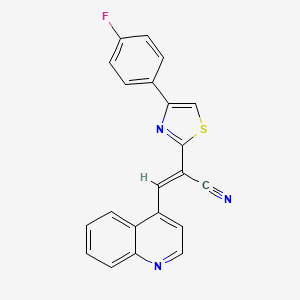 molecular formula C21H12FN3S B2379404 (E)-2-(4-(4-fluorophenyl)thiazol-2-yl)-3-(quinolin-4-yl)acrylonitrile CAS No. 924818-82-6