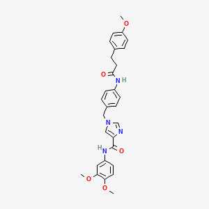 N-(3,4-dimethoxyphenyl)-1-(4-(3-(4-methoxyphenyl)propanamido)benzyl)-1H-imidazole-4-carboxamide