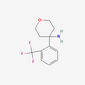 molecular formula C12H14F3NO B2379420 4-[2-(Trifluoromethyl)phenyl]oxan-4-amine CAS No. 1385696-28-5