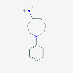 molecular formula C12H18N2 B2379422 1-Phenylazepan-4-amine CAS No. 1522755-17-4; 74134-07-9