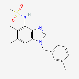 molecular formula C18H21N3O2S B2379425 N-[5,6-dimethyl-1-(3-methylbenzyl)-1H-1,3-benzimidazol-4-yl]methanesulfonamide CAS No. 338423-67-9