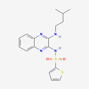 molecular formula C17H20N4O2S2 B2379426 N-[3-(3-methylbutylamino)quinoxalin-2-yl]thiophene-2-sulfonamide CAS No. 714233-89-3