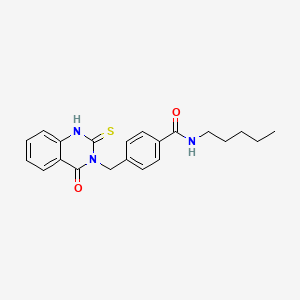 molecular formula C21H23N3O2S B2379428 4-((4-oxo-2-thioxo-1,2-dihydroquinazolin-3(4H)-yl)methyl)-N-pentylbenzamide CAS No. 451464-77-0