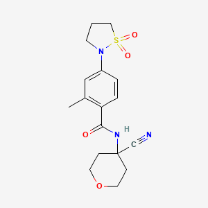 molecular formula C17H21N3O4S B2379429 N-(4-Cyanooxan-4-yl)-4-(1,1-dioxo-1,2-thiazolidin-2-yl)-2-methylbenzamide CAS No. 2176372-19-1