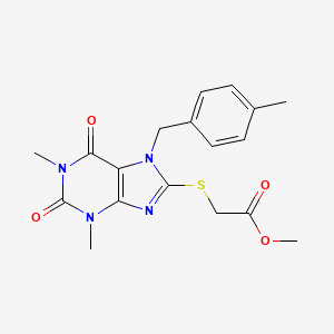molecular formula C18H20N4O4S B2379433 methyl 2-((1,3-dimethyl-7-(4-methylbenzyl)-2,6-dioxo-2,3,6,7-tetrahydro-1H-purin-8-yl)thio)acetate CAS No. 460360-57-0