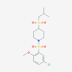 molecular formula C16H24ClNO5S2 B2379435 1-((5-氯-2-甲氧基苯基)磺酰基)-4-(异丁基磺酰基)哌啶 CAS No. 1796969-77-1