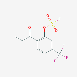 molecular formula C10H8F4O4S B2379440 2-Fluorosulfonyloxy-1-propanoyl-4-(trifluoromethyl)benzene CAS No. 2411245-64-0