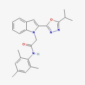 2-(2-(5-isopropyl-1,3,4-oxadiazol-2-yl)-1H-indol-1-yl)-N-mesitylacetamide