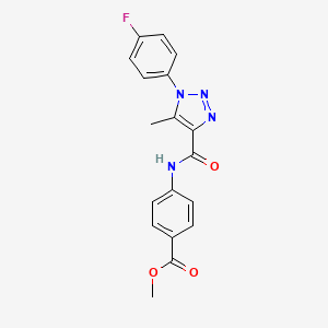 molecular formula C18H15FN4O3 B2379468 4-(1-(4-氟苯基)-5-甲基-1H-1,2,3-三唑-4-甲酰胺基)苯甲酸甲酯 CAS No. 924818-85-9