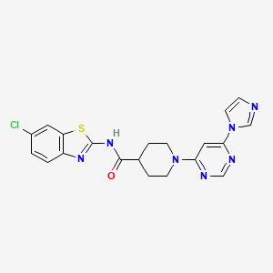 molecular formula C20H18ClN7OS B2379469 1-(6-(1H-imidazol-1-yl)pyrimidin-4-yl)-N-(6-chlorobenzo[d]thiazol-2-yl)piperidine-4-carboxamide CAS No. 1351635-29-4