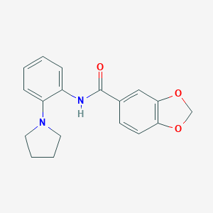 molecular formula C18H18N2O3 B237947 N-(2-pyrrolidin-1-ylphenyl)-1,3-benzodioxole-5-carboxamide 