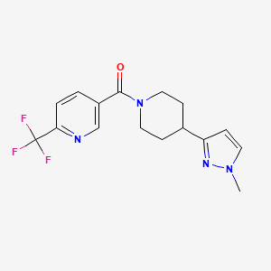 molecular formula C16H17F3N4O B2379471 (4-(1-methyl-1H-pyrazol-3-yl)piperidin-1-yl)(6-(trifluoromethyl)pyridin-3-yl)methanone CAS No. 2034202-10-1