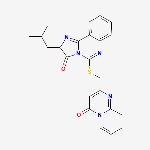 molecular formula C23H21N5O2S B2379493 2-异丁基-5-{[(4-氧代-4H-吡啶并[1,2-a]嘧啶-2-基)甲基]硫代}咪唑并[1,2-c]喹唑啉-3(2H)-酮 CAS No. 958964-76-6
