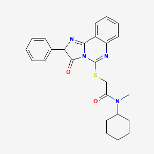 molecular formula C25H26N4O2S B2379501 N-cyclohexyl-N-methyl-2-({3-oxo-2-phenyl-2H,3H-imidazo[1,2-c]quinazolin-5-yl}sulfanyl)acetamide CAS No. 957659-47-1