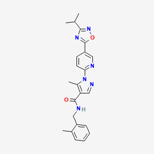 molecular formula C23H24N6O2 B2379502 1-(5-(3-isopropyl-1,2,4-oxadiazol-5-yl)pyridin-2-yl)-5-methyl-N-(2-methylbenzyl)-1H-pyrazole-4-carboxamide CAS No. 1251681-51-2