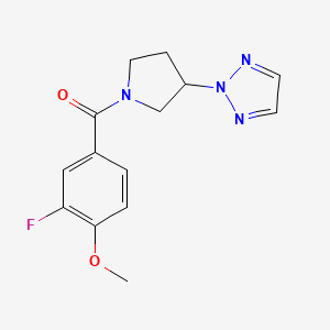 molecular formula C14H15FN4O2 B2379506 (3-(2H-1,2,3-triazol-2-yl)pyrrolidin-1-yl)(3-fluoro-4-methoxyphenyl)methanone CAS No. 2034409-82-8