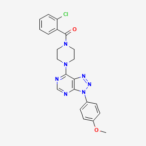 molecular formula C22H20ClN7O2 B2379507 (2-氯苯基)(4-(3-(4-甲氧基苯基)-3H-[1,2,3]三唑并[4,5-d]嘧啶-7-基)哌嗪-1-基)甲苯酮 CAS No. 920412-70-0