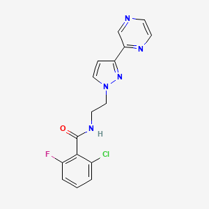 molecular formula C16H13ClFN5O B2379511 2-氯-6-氟-N-(2-(3-(吡嗪-2-基)-1H-吡唑-1-基)乙基)苯甲酰胺 CAS No. 2034547-46-9