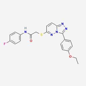 molecular formula C21H18FN5O2S B2379520 2-((3-(4-ethoxyphenyl)-[1,2,4]triazolo[4,3-b]pyridazin-6-yl)thio)-N-(4-fluorophenyl)acetamide CAS No. 721964-51-8