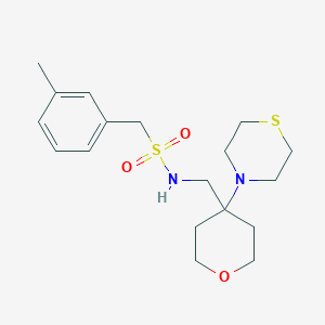 B2379534 1-(3-Methylphenyl)-N-[(4-thiomorpholin-4-yloxan-4-yl)methyl]methanesulfonamide CAS No. 2415620-78-7