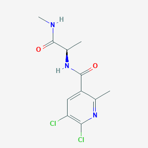 molecular formula C11H13Cl2N3O2 B2379538 (2R)-2-[(5,6-dichloro-2-methylpyridin-3-yl)formamido]-N-methylpropanamide CAS No. 2094023-45-5