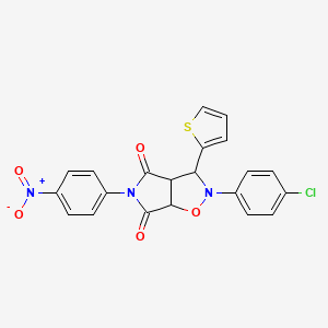 2-(4-chlorophenyl)-5-(4-nitrophenyl)-3-(thiophen-2-yl)dihydro-2H-pyrrolo[3,4-d]isoxazole-4,6(5H,6aH)-dione
