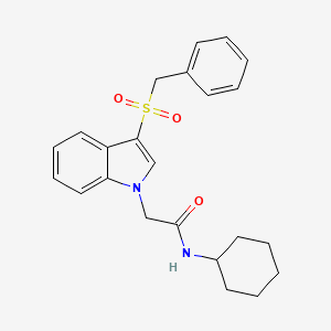 molecular formula C23H26N2O3S B2379555 2-(3-(苄基磺酰基)-1H-吲哚-1-基)-N-环己基乙酰胺 CAS No. 878062-95-4