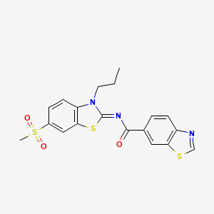 molecular formula C19H17N3O3S3 B2379561 (Z)-N-(6-(甲磺酰基)-3-丙基苯并[d]噻唑-2(3H)-亚甲基)苯并[d]噻唑-6-甲酰胺 CAS No. 898352-37-9