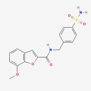 molecular formula C17H16N2O5S B2379564 7-methoxy-N-(4-sulfamoylbenzyl)benzofuran-2-carboxamide CAS No. 951956-76-6