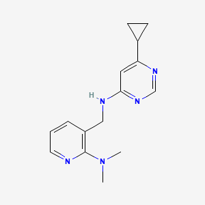 molecular formula C15H19N5 B2379565 6-cyclopropyl-N-((2-(dimethylamino)pyridin-3-yl)methyl)pyrimidin-4-amine CAS No. 2189434-44-2
