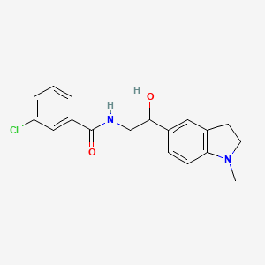 molecular formula C18H19ClN2O2 B2379566 3-chloro-N-(2-hydroxy-2-(1-methylindolin-5-yl)ethyl)benzamide CAS No. 1705760-51-5