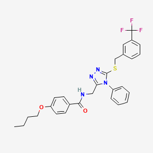 molecular formula C28H27F3N4O2S B2379569 4-butoxy-N-((4-phenyl-5-((3-(trifluoromethyl)benzyl)thio)-4H-1,2,4-triazol-3-yl)methyl)benzamide CAS No. 391929-13-8