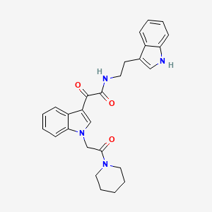 molecular formula C27H28N4O3 B2379574 N-[2-(1H-吲哚-3-基)乙基]-2-氧代-2-[1-(2-氧代-2-哌啶-1-基乙基)吲哚-3-基]乙酰胺 CAS No. 872862-33-4