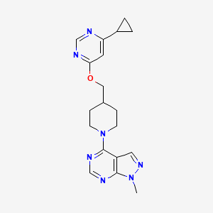 molecular formula C19H23N7O B2379584 4-(4-(((6-cyclopropylpyrimidin-4-yl)oxy)methyl)piperidin-1-yl)-1-methyl-1H-pyrazolo[3,4-d]pyrimidine CAS No. 2309775-67-3