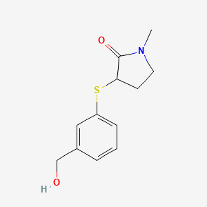 molecular formula C12H15NO2S B2379594 3-{[3-(Hydroxymethyl)phenyl]sulfanyl}-1-methylpyrrolidin-2-one CAS No. 1500225-39-7