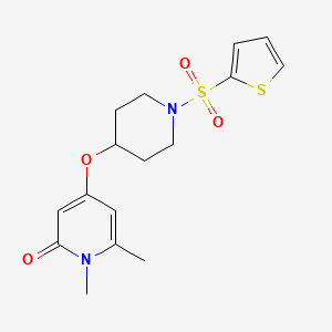 molecular formula C16H20N2O4S2 B2379598 1,6-dimethyl-4-((1-(thiophen-2-ylsulfonyl)piperidin-4-yl)oxy)pyridin-2(1H)-one CAS No. 2034390-96-8