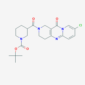 molecular formula C22H27ClN4O4 B2379599 叔丁基 3-(8-氯-11-氧代-2,3,4,11-四氢-1H-二吡啶并[1,2-a:4',3'-d]嘧啶-2-羰基)哌啶-1-甲酸酯 CAS No. 2034531-66-1